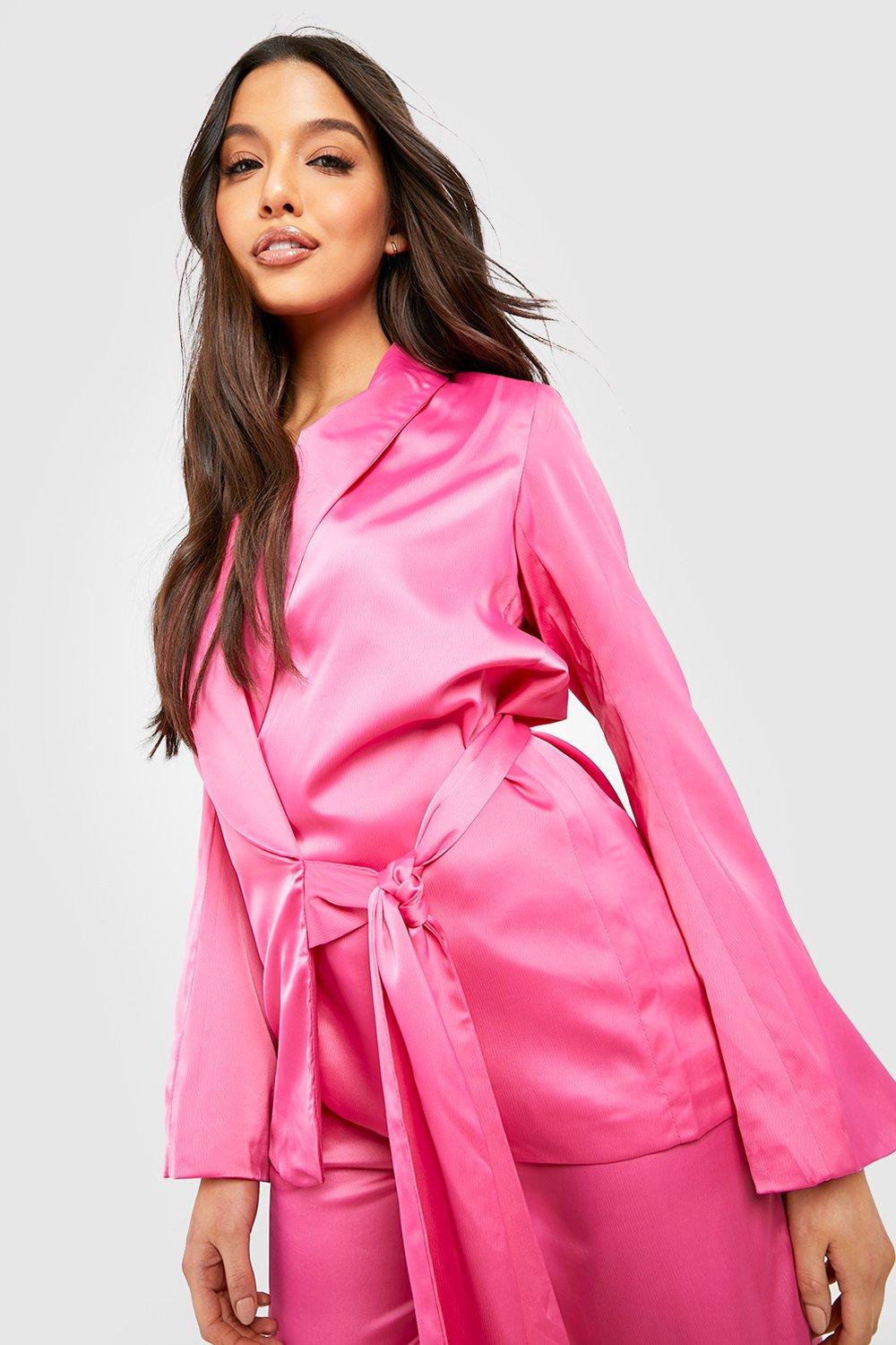 Hot pink satin clearance blazer